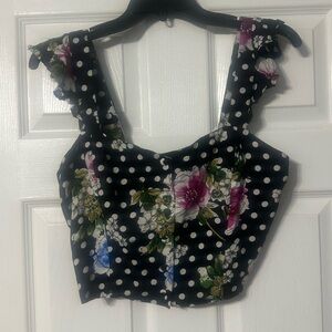 NWT Jenn & Jo Cropped Floral Polka Dot Women's Summer Tank Top